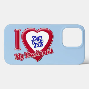 Case-Mate iPhone Case I Love My Boyfriend Photo Red Heart Light Blue
