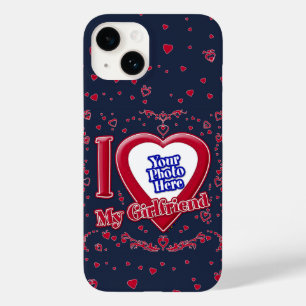 Coque Case-Mate iPhone I Love My Girlfriend Photo Coeurs rouges Marine