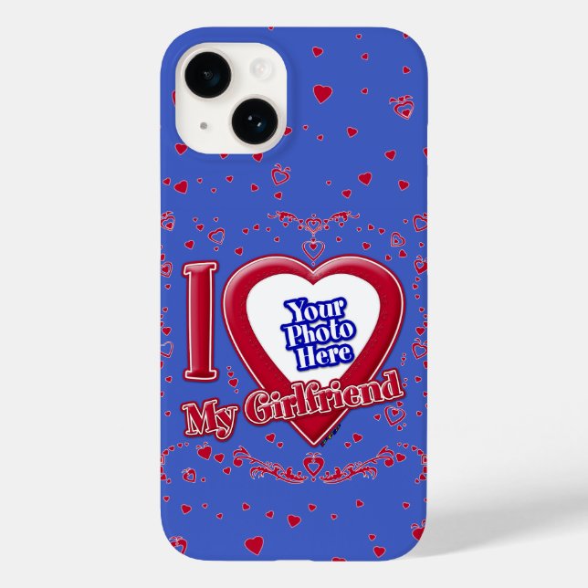 Coques Case-Mate iPhone I Love My Girlfriend Photo Red Hearts Deep Royal B (Verso)