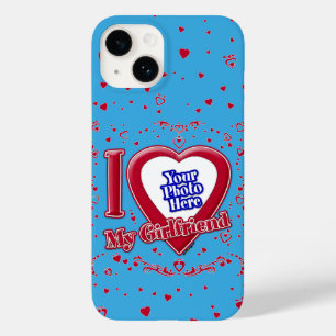 Coque Case-Mate iPhone I Love My Girlfriend Photo Red Hearts Turquoise