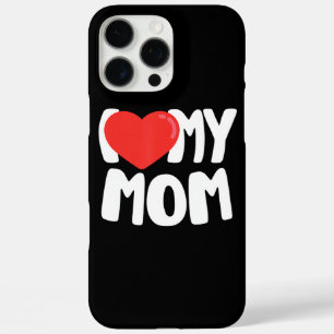 Coque iPhone 16 Pro Max I Love My Mom TShirt avec grand coeur rouge