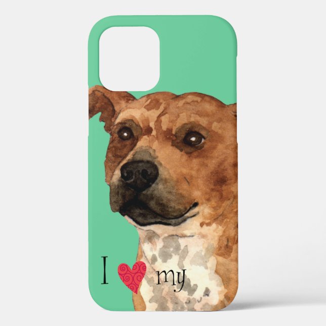 Coques Case-Mate iPhone I Love my Staffordshire Terrier (Verso)