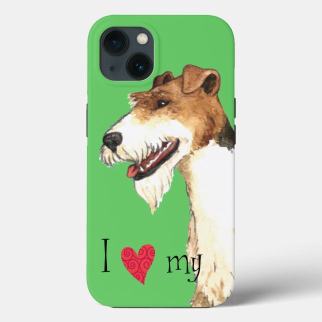 Coques Case-Mate iPhone I Love my Wire Fox Terrier (Verso)