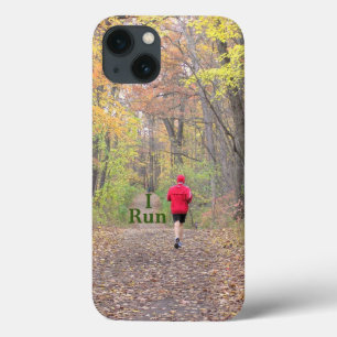 COQUES POUR iPhone "I RUN" PORTANT UN JACKET ROUGE EN BOIS