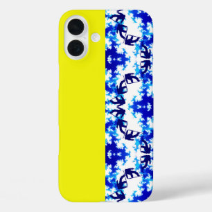Coque Pour iPhone 16 Plus Ice Blue Snowboard Sky Yellow Snowboard Sport