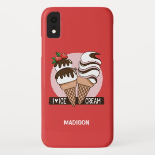 Case-Mate iPhone Case Ice Cream Lover personnalisation nom et couleur de