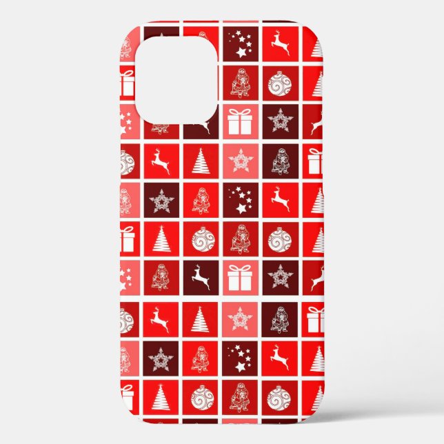 Coques Case-Mate iPhone Icône de Noël Carrés Rouges Art de Fête Classique (Verso)