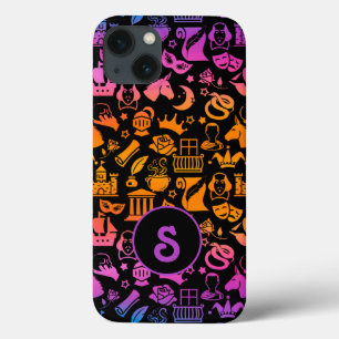 Case-Mate iPhone Case Icônes colorées de Shakespeare sur fond noir