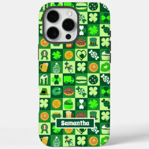 Coque iPhone 16 Pro Max Icônes de la Saint-Patrick Motif sans couture