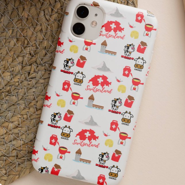 Coques Case-Mate iPhone Icônes de voyage suisses | Motif d'images clipart (Créateur téléchargé)