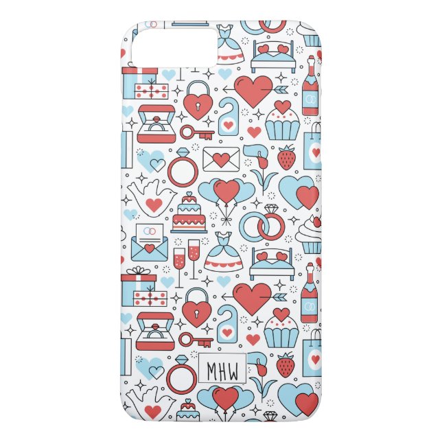 Coques Case-Mate iPhone Icônes mariages monogrammes personnalisés (Dos)