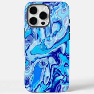 Coque iPhone 16 Pro Max Icy Deep Sea Blue Colorful Marbre Abstrait Liquide