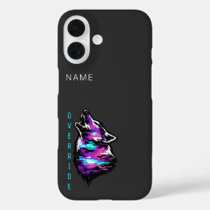 Coque Pour iPhone 16 ID utilisateur personnalisé Override Wolf Cyberpun