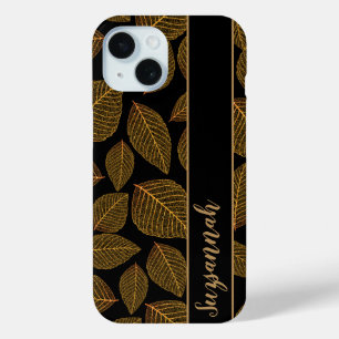 Coque Case-Mate iPhone Idée de cadeau à motif de feuille de squelette dor