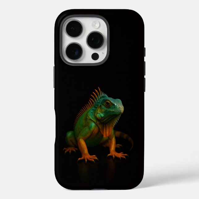 Coques Case-Mate iPhone Iguane vert Black 4 Luxe iPhone 16 Pro (Verso)