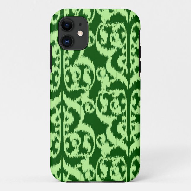 Coques Case-Mate iPhone Ikat damas mauresque - vert pin et menthe clair (Dos)