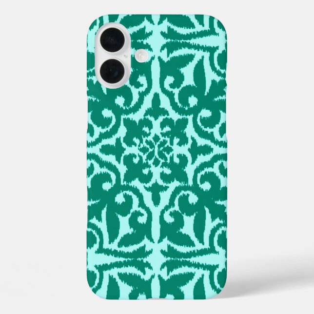 Coques Case-Mate iPhone Ikat damask pattern - Turquoise et Aqua (Verso)