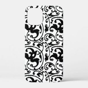 Coques Pour iPhone Ikat Floral Damask - Blanc et Noir