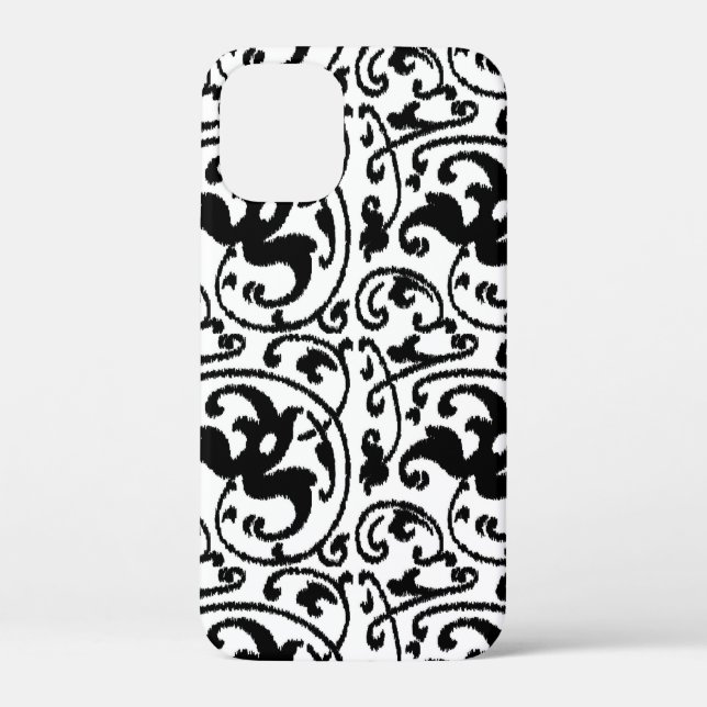 Coques Case-Mate iPhone Ikat Floral Damask - Blanc et Noir (Verso)