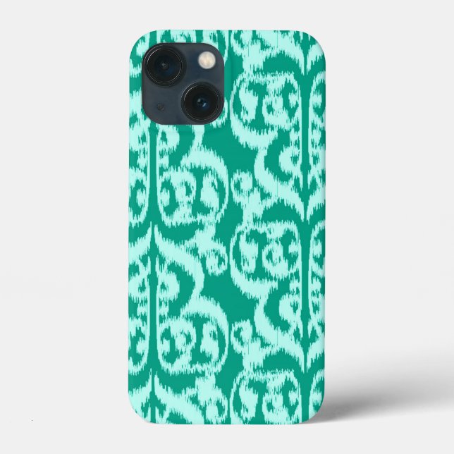 Coques Case-Mate iPhone Ikat Moorish Damask - paon et aqua (Verso)