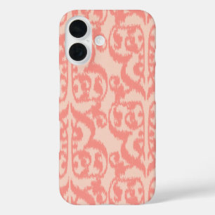 Coque Pour iPhone 16 Ikat Moorish Damask - pêche et corail rose