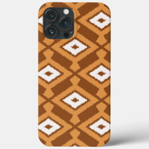 Etui iPhone 13 Pro Max Ikat Motif - Brown, rouille et crème