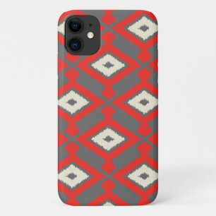 Coque Case-Mate iPhone Ikat Motif - Rouge, gris et beige