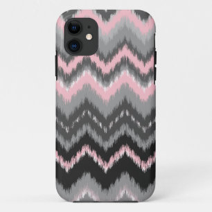 Coques Pour iPhone Ikat rose et gris Chevron