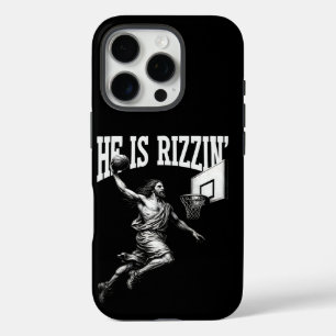 Coque iPhone 16 Pro Il Rizzin Funny Jesus Basketball Jour de Pâques