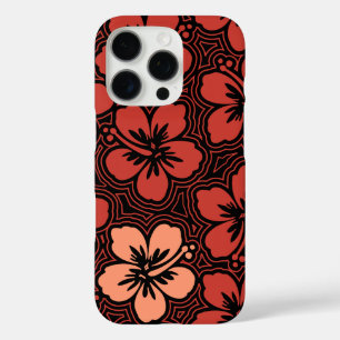 Coque iPhone 16 Pro Ile Floral Hawaii Hibiscus Rouge rayé
