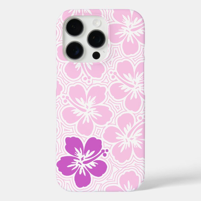Coques Case-Mate iPhone Île Floral Hawaiian Hibiscus rose rayé (Verso)
