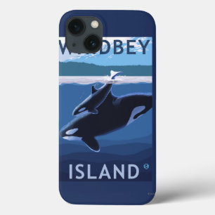Etui iPhone 13 Île, WashingtonOrca et veau de Whidbey