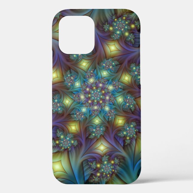 Coques Case-Mate iPhone Illuminé Abstrait brillant Turquoise violet Fracta (Verso)