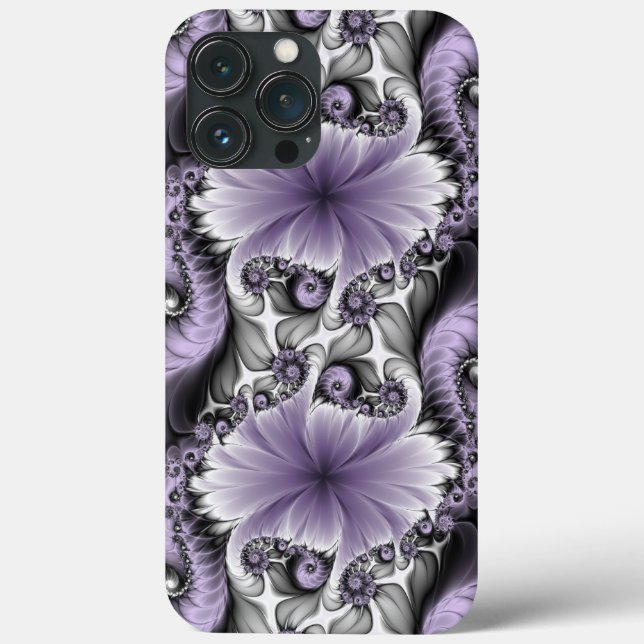 Coques Case-Mate iPhone Illusion de lilas Art floral abstrait fractal Fant (Verso)