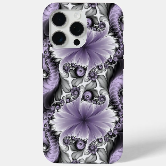 Coques Case-Mate iPhone Illusion de lilas Art floral abstrait fractal Fant (Verso)