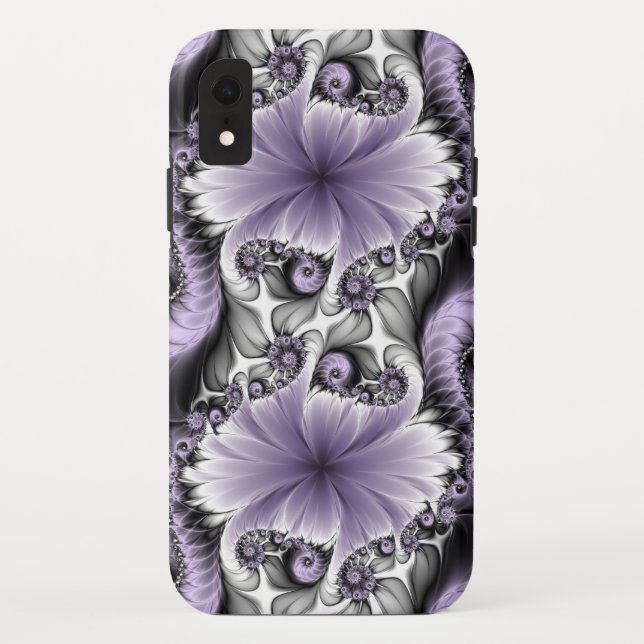 Coques Case-Mate iPhone Illusion de lilas Art floral abstrait fractal Fant (Dos)