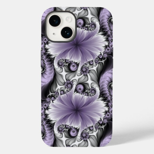 Coques Case-Mate iPhone Illusion de lilas Art floral abstrait fractal Fant (Verso)