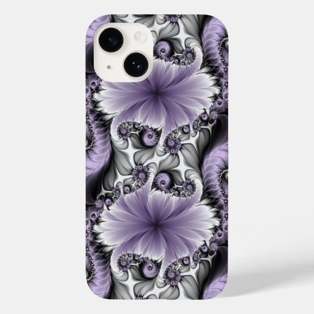 Coques Case-Mate iPhone Illusion de lilas Art floral abstrait fractal Fant (Verso)