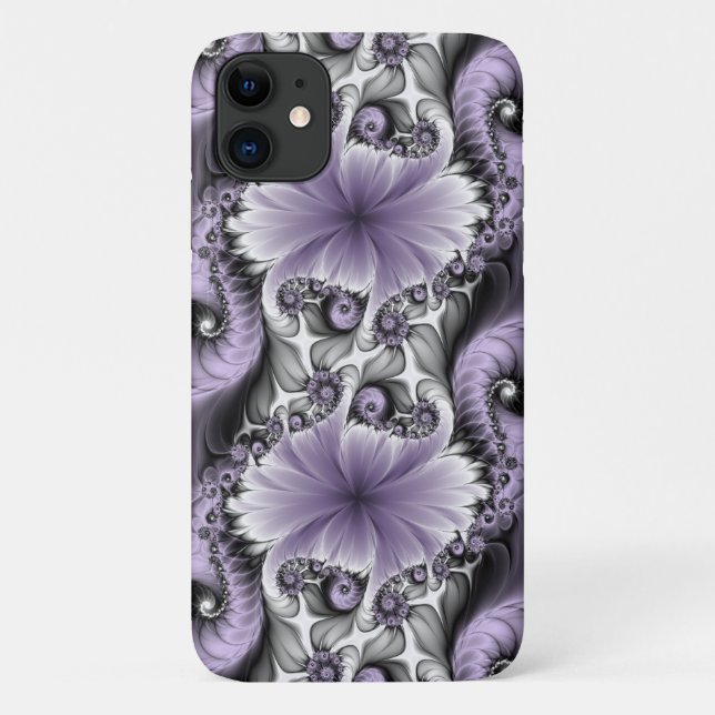 Coques Case-Mate iPhone Illusion de lilas Art floral abstrait fractal Fant (Dos)