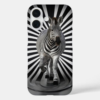 Coque Pour iPhone 16 Illusion en noir et blanc Zebra