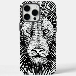 Coque iPhone 16 Pro Max Illustration abstraite de tête de lion audacieuse