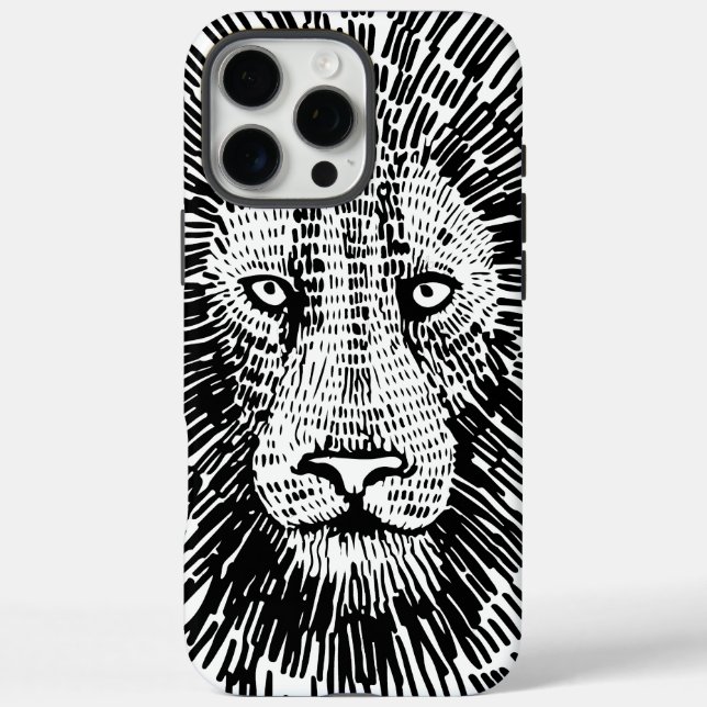 Coques Case-Mate iPhone Illustration abstraite de tête de lion audacieuse (Verso)