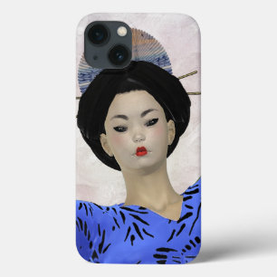 Etui iPhone 13 Illustration Blue Kimono Geisha