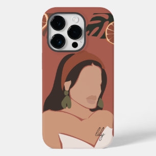 Coque Case-Mate iPhone Illustration Boho Abstrait Art Femme, Tonage Terre