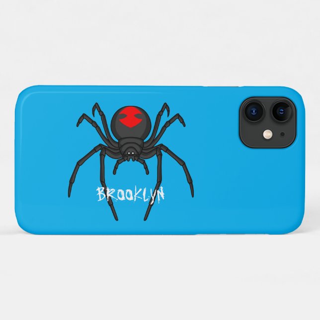 Coques Case-Mate iPhone Illustration d'araignée noire effrayante (Dos (Horizontal))