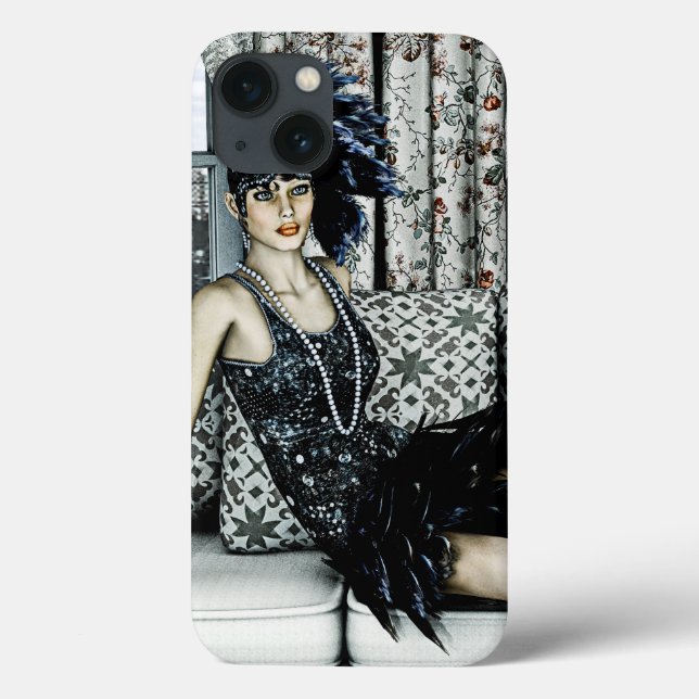 Coques Case-Mate iPhone Illustration d'art de la mode Flapper des Années F (Verso)