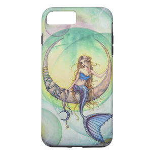 Coque Case-Mate iPhone Illustration d'art de sirène aquarelle Lune Cobalt