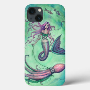 iPhone 13 Case Illustration d'art fantastique de sirène et de pie