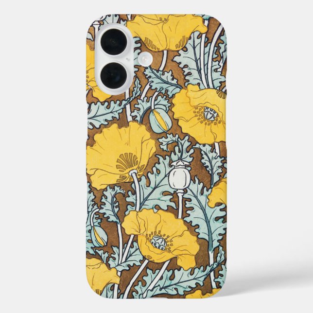 Coques Case-Mate iPhone illustration d'art pavot fleur jaune (Verso)
