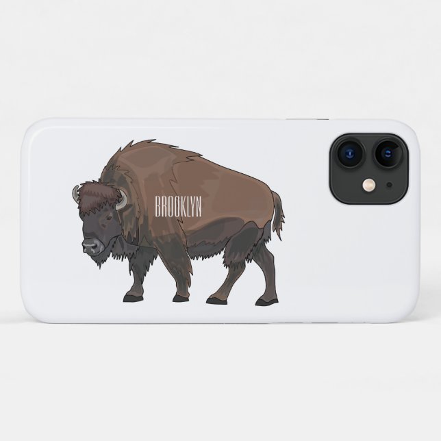 Coques Case-Mate iPhone Illustration de bison (Dos (Horizontal))
